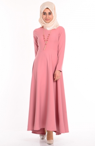 فستان غير متمائل لون وردي  4055-22