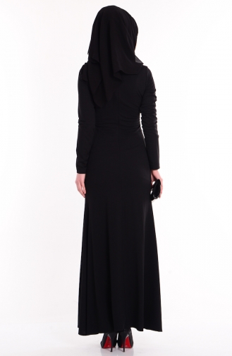 Boncuk Detaylı Elbise 0024-05 Siyah