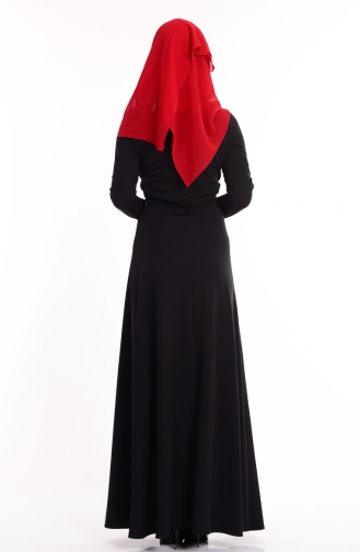 Bolerolu İşlemeli Elbise 0039-02 Siyah