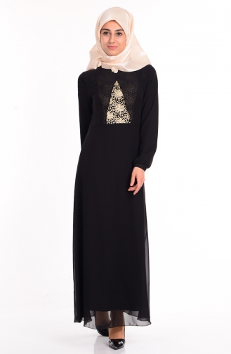 Schwarz Hijab Kleider 99008-01