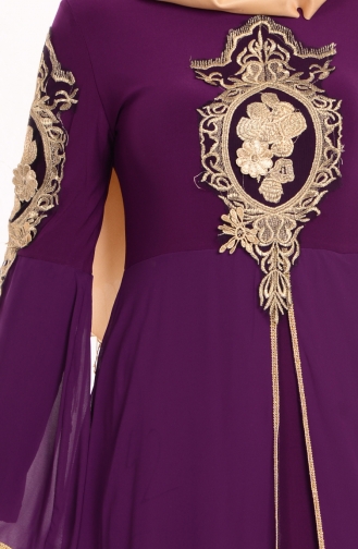 Purple Hijab Evening Dress 8392-04