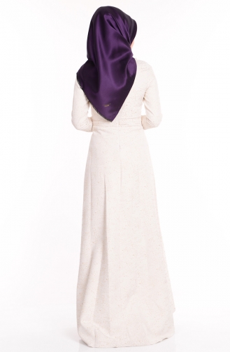 Creme Hijab-Abendkleider 9450C-02