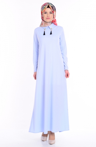 Gömlek Yaka Elbise 1066-06 Bebe Mavi