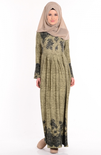 Khaki Hijab Dress 2075