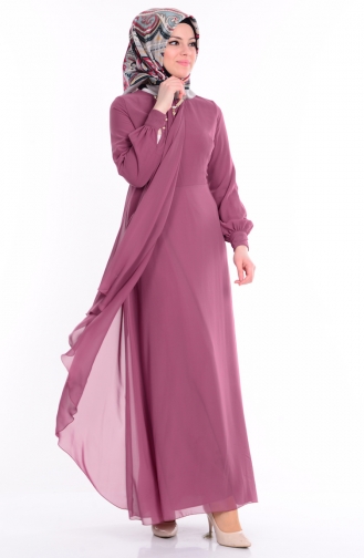 Beige-Rose Hijab Kleider 52547-08