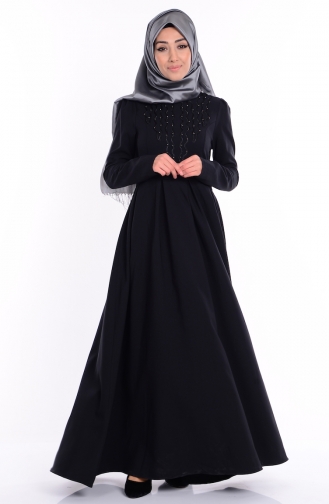 Bead Detailed Dress 1624-01 Black  1624-01