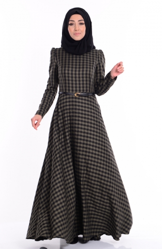 Khaki Hijab Dress 2745-01