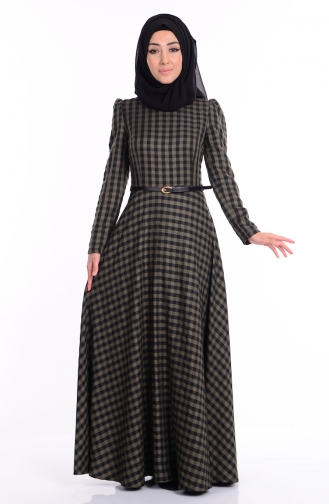 Khaki Hijab Dress 2745-01