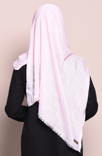 شال للرأس من قماش الفيسوز لون زهري مع وردي  15