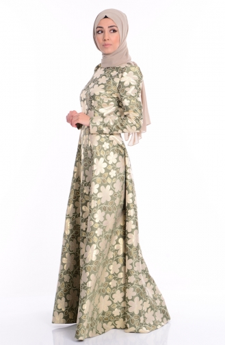 Tafta Abiye Elbise 7084-04 Yeşil
