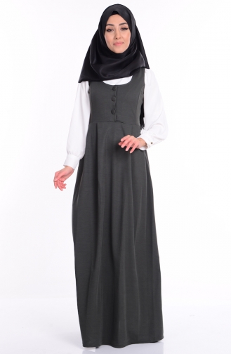 Light Khaki Green Hijab Dress 2115-13