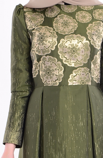 Green Hijab Evening Dress 7086-02
