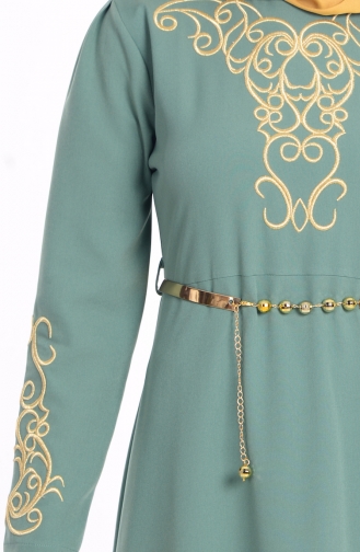 Green Almond Hijab Evening Dress 5021-01