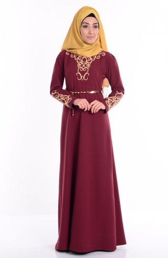 Weinrot Hijab-Abendkleider 5021-06