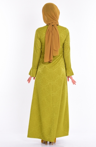 Jakarlı Elbise 2078-02 Yağ Yeşil