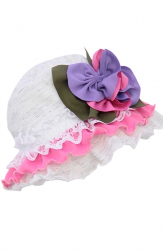 Chapeau a Froufrous et Fleurs NS108 Ecru Mélange 108