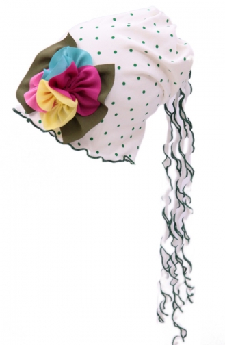 Gespunktes Hut mit Blumen NS109 Naturfarbe Grün 109