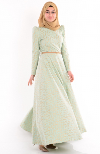 Mint Green Hijab Dress 7088-03