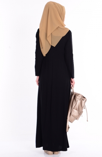 Nakış Detaylı Elbise 1225-01 Siyah
