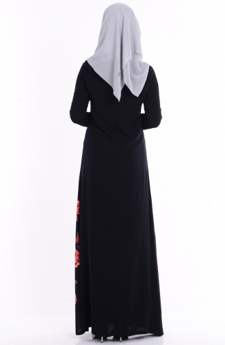 Astarlı Elbise 1233-06 Siyah Pudra