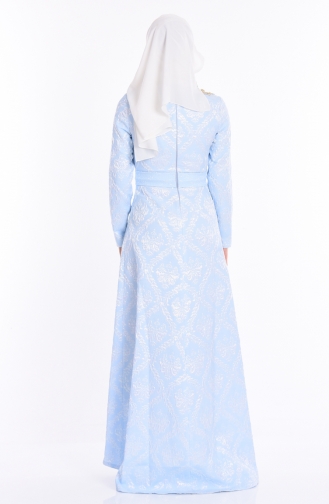 Baby Blue Hijab Evening Dress 9449A-02