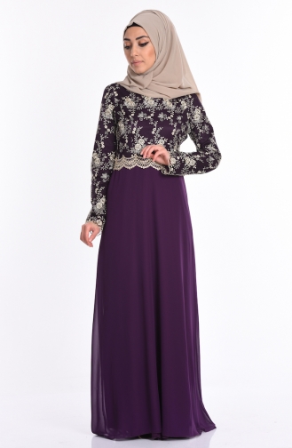 Lace Evening Dress 52488-15 Purple 52488-15