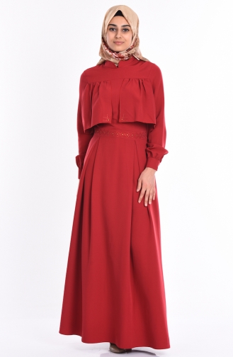 Light Claret Red Hijab Dress 99010-02