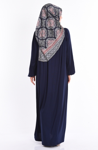 Navy Blue Hijab Dress 0745B-06