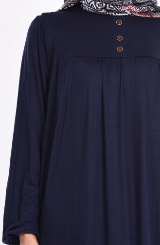 Navy Blue Hijab Dress 0745B-06