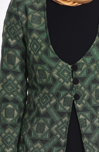 İç Elbiseli Kaftan Takım 7090-01 Zümrüt Yeşil