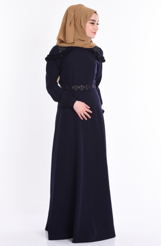 Dunkelblau Hijab Kleider 99012-02
