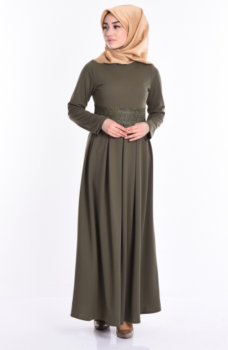 Khaki Hijab Kleider 7248-05