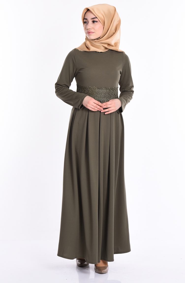 Khaki Hijab Dress 7248-05
