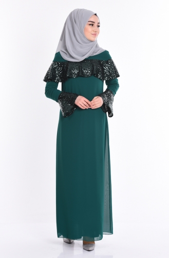 Green Hijab Evening Dress 2967-01