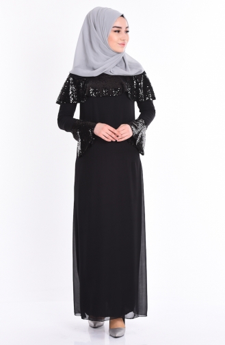 Black Hijab Evening Dress 2967-04
