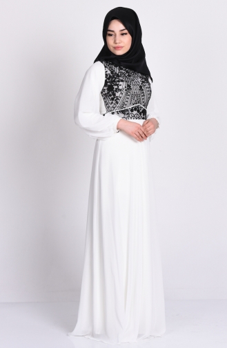 Ecru Hijab Evening Dress 2009-03