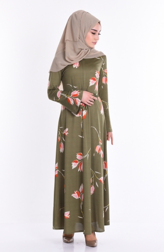 Khaki Hijab Kleider 2085-04