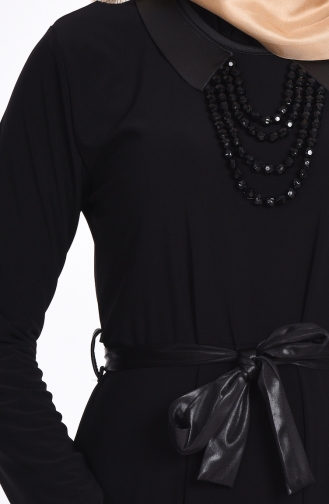 Kolye Detaylı Elbise 5054-04 Siyah