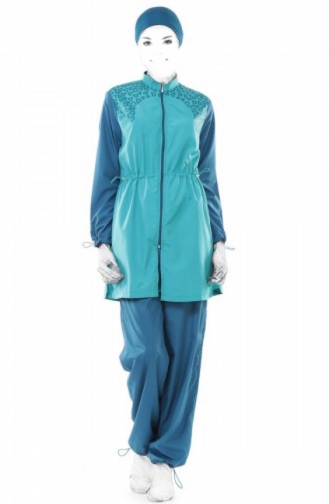 Grün Hijab Badeanzug 1062-04