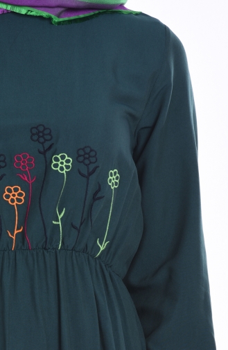 Smaragdgrün Hijab Kleider 4076-03