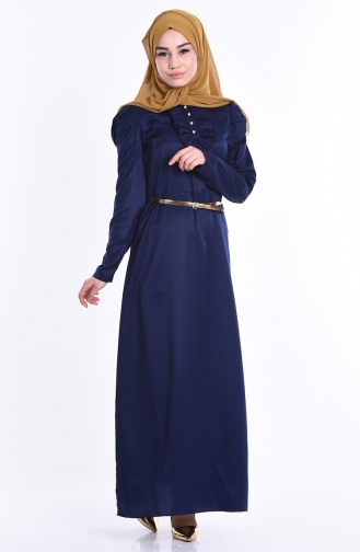 Dunkelblau Hijab Kleider 2248-06