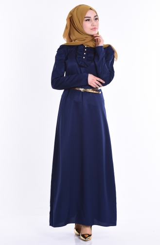 Dunkelblau Hijab Kleider 2248-06