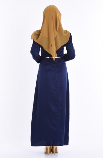 Dunkelblau Hijab Kleider 2248-06