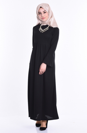 Schwarz Hijab Kleider 2082-04