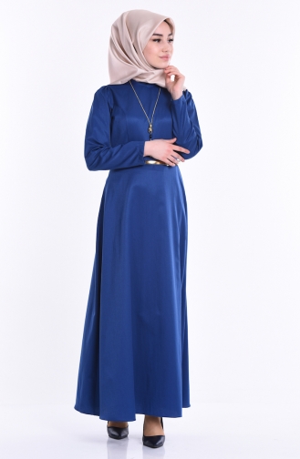 EFE Belted Necklace Dress 2201-13 Light Navy Blue 2201-13