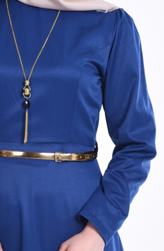 Robe a Ceinture et Collier 2201-13 Bleu Marine Clair 2201-13