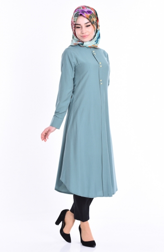 Button Detailed Tunic 1090-03 Almond Green 1090-03