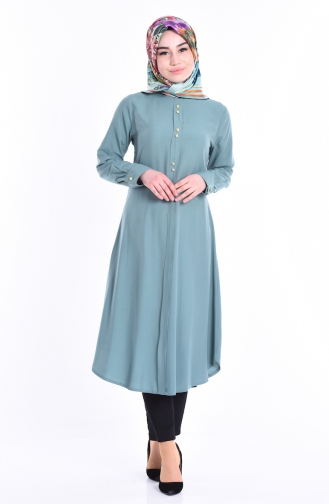 Button Detailed Tunic 1090-03 Almond Green 1090-03