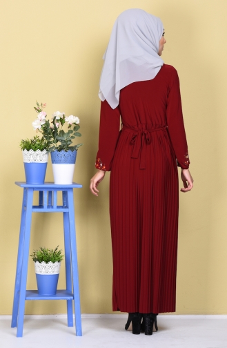 Claret Red Hijab Dress 5056-01