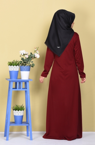 Weinrot Hijab Kleider 2036-06